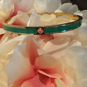 KATE SPADE Thin Dainty BANGLE Cuff BRACELET | Kelly Green Enamel & Gold